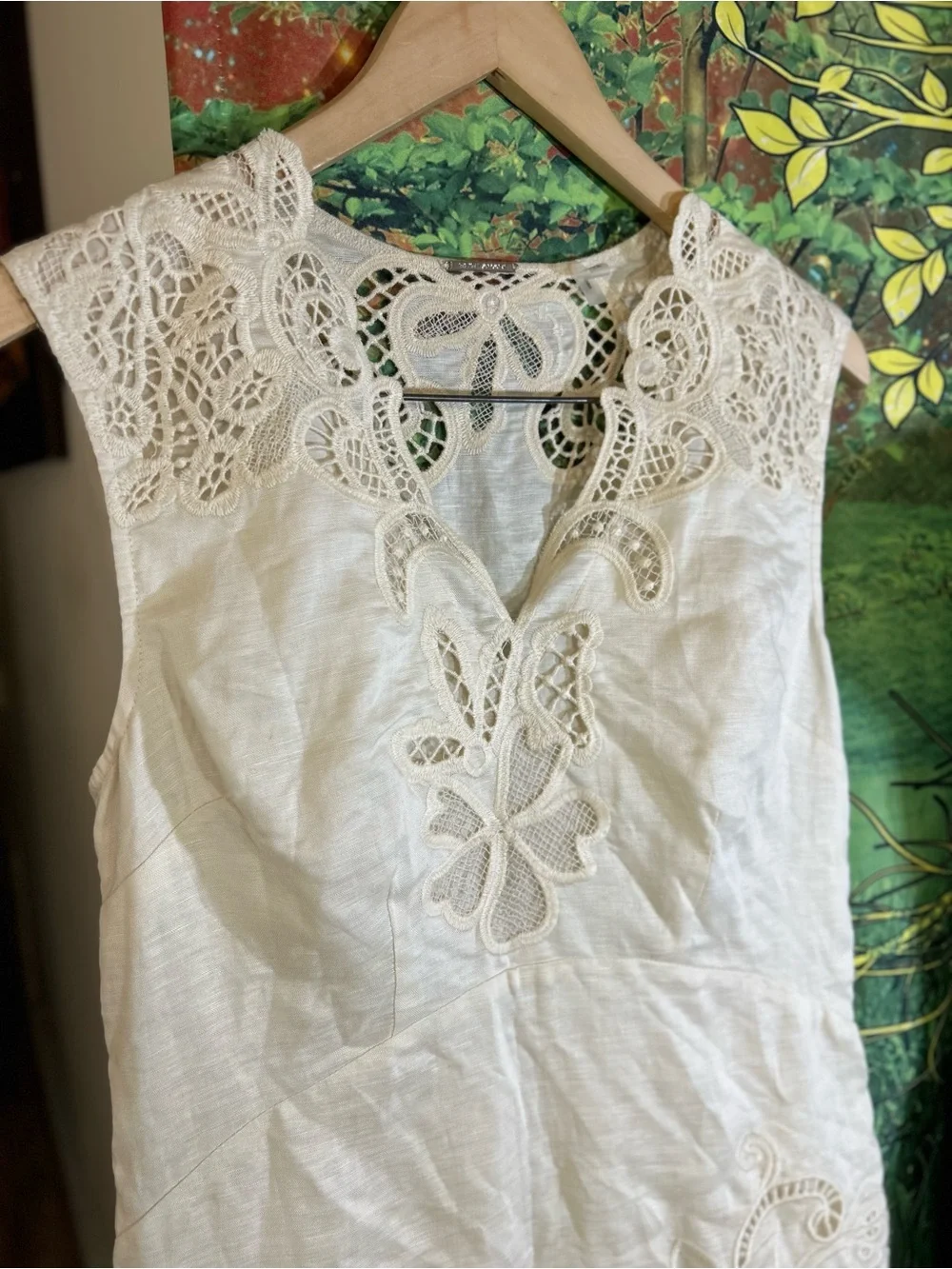 Sold-Elie Tahari Ivory/Cream Sleeveless Lace-Trim Lined Midi Dress NWOTs